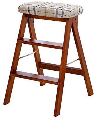 LMHAUSS Solid Wood Creative Folding Step stool Kitchen Stool Portable Small Step Ladder Household Bench Multi Purpose High Stool (3 Steps) Vigorous