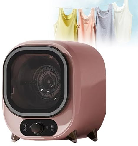 ELIKBH Mini Sèche Linge, Mini Séchoir à Essorage, 5 Modes de séchage, Charge de 0,8 kg, Petit Sèche-Linge à Condensateur Portable, pour Utilisation sur comptoir ou Mural(Pink)