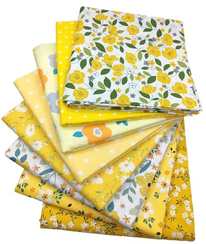 Outbit Fat Quarters-tyg, 8-pack (50 x 50 cm/19,69 tum x 19,69 tum) premium bomullsförskärningar för quiltning, sömnad och gör-det-själv-hantverk, lappverk tygark för heminredning och handgjorda