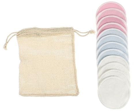 OUNONA 13stücke Teiliges Wiederverwendbarer Make-up Entferner-pads Aus Bambusfaser Doppellagig Mit Baumwollbeutel Sanfte Für Empfindliche Haut Und Tragbar