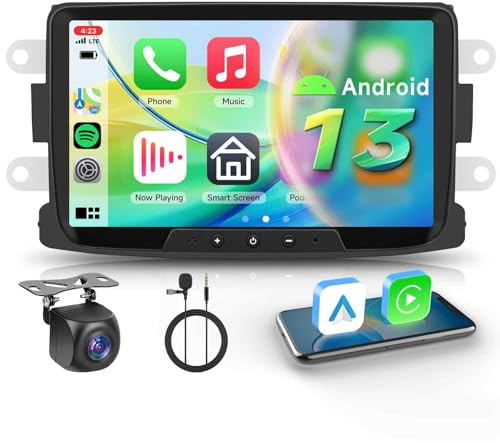 【4+64G】 Hodozzy Carplay Radio Coche para Renault Captur Dacia Sandero Duster Logan Lodgy con GPS/WiFi, Pantalla Táctil de 7 Pulgadas con Android Auto/DSP/Mirror Link/RDS/FM/Bluetooth/USB