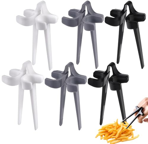 Pack of 6 Finger Sticks for Gamers, Hand-free Snack Finger Chopsticks, 9.5 cm Finger Chopsticks, Lazy Aid Sticks, for Work, Game, Play to Keep Hands Clean (Black, White, Grey)