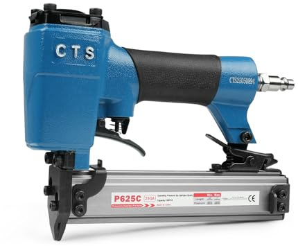 CTS P625C - Clavadora de pines de calibre 23 con 3000 piezas de clavos, pistola neumática de clavos sin cabeza con bloqueo de seguridad, se adapta a clavos de pines de 1/2'' a 1'' (12 a 25 mm