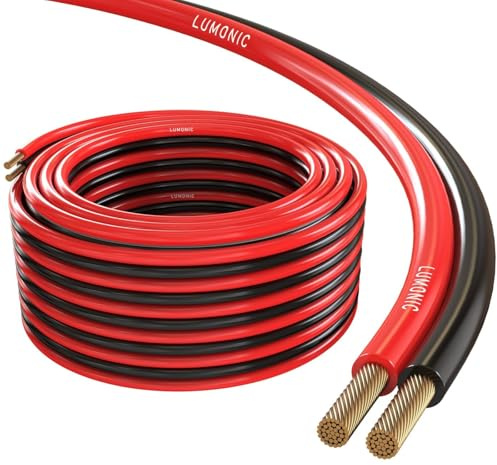 Lumonic Lautsprecherkabel | 10m Rot Schwarz | 2x 4mm² CCA | HiFi Boxenkabel | Audio Zwillingsleitung