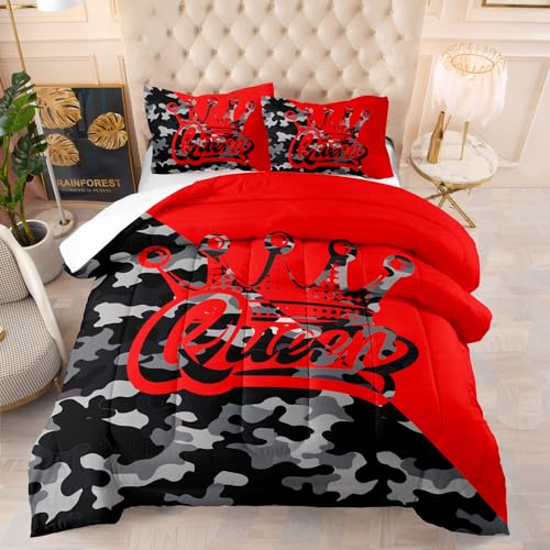 Genérico Edredon Cama 135 Rojo Estampado 3D, Edredón Nórdico 4 Estaciones 200Gsm, Colcha Transpirable De Microfibra Lavable, con 2 Fundas De Almohada 50X75