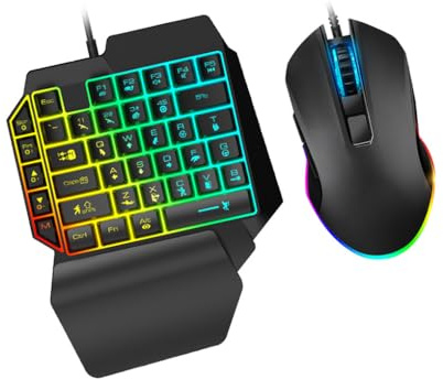 Zanthicia Tastiera cablata con una sola mano Mouse 39 tasti Tastiera con una sola mano Mezza Set di digitazione fluente Accessori per tablet per telefono