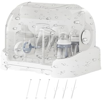 Mxshc Abtropfgestell für Babyflaschen, mit abnehmbarer Ablaufschale und Deckel, Organizer für Kinderzimmer, Postpartum, Pflegezentrum, Mädchen, Jungen, Stillen, Cremig, Refer to description, Unisex
