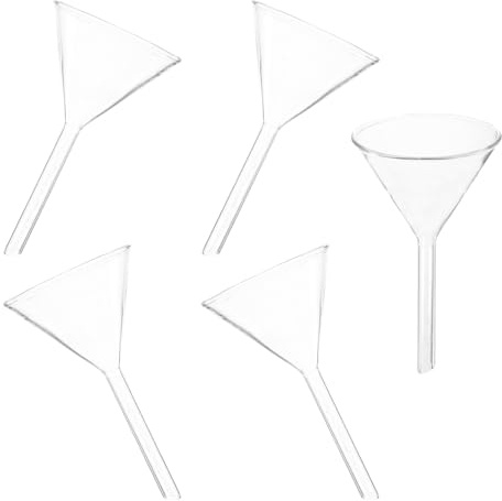 DIYEAH Embudo Triangular de Vidrio 60 MM Juego de 5 Piezas para Laboratorio Químico Embudo de Triángulo Sólido Reutilizable y Lavable Herramienta Analítica para Líquidos y Sólidos