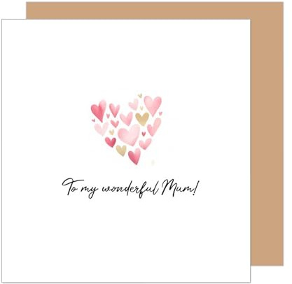 Edition Seidel Premium quadratische Glückwunschkarte zum Muttertag mit Umschlag. Grußkarte Karte Englisch für Mutter Mama Oma Herz Rosa Gold Liebe (MTQ104 SW026)