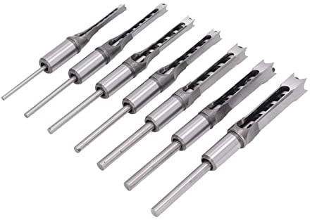 Taidda Set di Punte per Trapano Quadrate Punta per Scalpello per Mortasatura Trattata Termicamente 7 Pezzi per la Lavorazione del Legno di Precisione