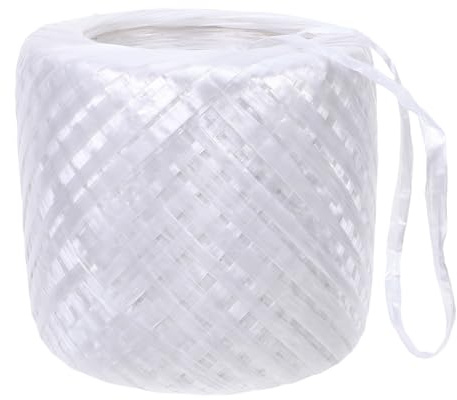 Corda da Imballaggio in Plastica Bianca, Facile da Legare e Rimuovere | Superficie Liscia, per Legature e Confezionamento, Venduta in Bobina Singola