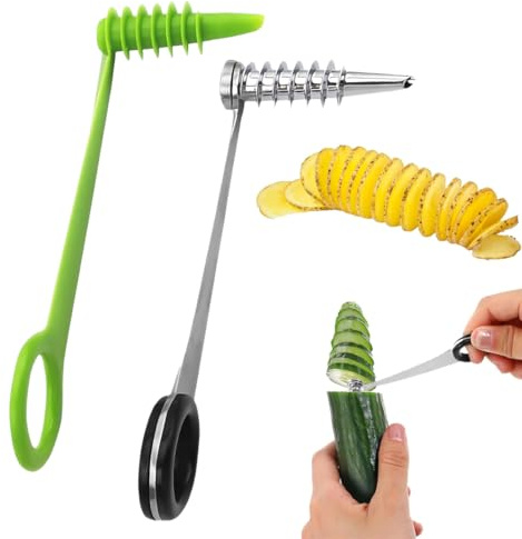 UIEXEA 2 Piezas Cortador en Espiral de Patatas, Cortador de Verduras en Espiral, Cortador de Verduras de Rizo, Pelador de Pepino Espiral