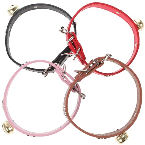 JUMPLAWN Set 4 Collari Regolabili per Capre, Mucche e Cavalli con Campanelli, Collare per Bestiame Sicuro e Confortevole per Animali da Fattoria