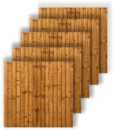 Snowdon Timber, Treated Brown Feather Edge Fence Panel, Pack of 5, (W) 1828mm x (H) 1200mm, Garden Fencing