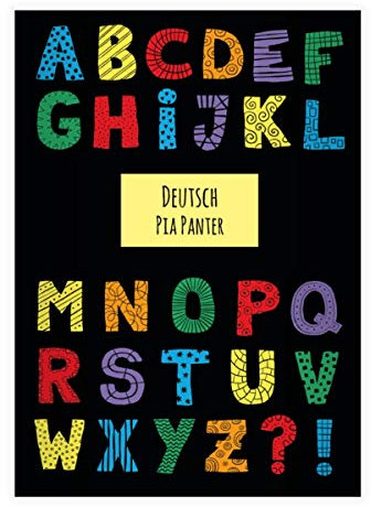 Kartenkaufrausch 16 personalisierte bunte Buchstaben DIN A4 Schulhefte, Schreibhefte auf schwarz, gelb Lineatur 20 (blanko Heft 16 Blatt/32 Seiten) Notizheft, Kladde für Schule, Universität, Büro