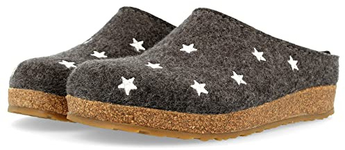 Haflinger Womens Grizzly Stelline Wool Felt Indoor/Outdoor Clogs, Grey, 6