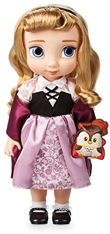 Disney Store Poupée La Belle au Bois Dormant, Collection Animator, Aurore, 39 cm / 15 avec Chevelure réaliste et Tenue, Peluche Hibou en Satin, poupée pour Les Enfants de 3 Ans et Plus.