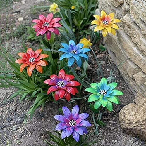 YIWOYI 7 x Blumen-Gartenstecker, Dekoration, Blumenstäbchen, Skulpturen, Metall, bunt, Kunst, Garten, Hof, Simulation, Landschaft (7 Stück)
