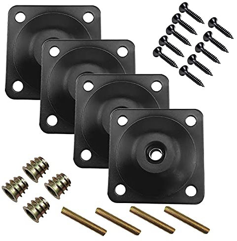 Geaenor 4 Stück Montageplatten Möbelbeine Befestigung Schwarz Bein Montageplatte Möbel Bein Befestigungsplatten mit M8 Aufhängebolzen M4 Schraubgewinde Adapter für Möbel Tischbeine Befestigungsfüße