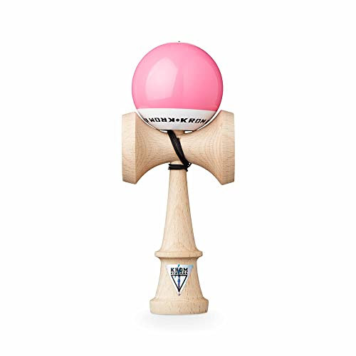 KROM Kendama POP LOL Rosa - Hohe Holzqualität - Für Anfänger und Profis - Pack : Ersatzschnur + Stickers