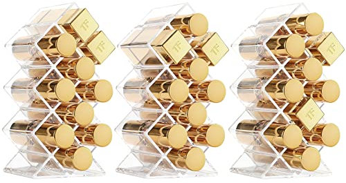 Lolalet 3 Stück Lippenstift Halter, 30 Plätze Halter für Lipgloss Pinsel Holder Aufbewahrungsbox Ständer Make Up Organizer Display, Vertikale Fische Geformte Kosmetik Lipbalm Halterung