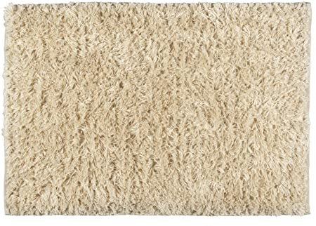 WENKO Badematte Lanas, nachhaltiger Badteppich hergestellt aus recycelten PET Flaschen in Schafswoll-Optik mit rutschhemmender Unterseite, Teppich waschbar bis 40 °C, Maße (B x H): 60 x 90 cm, Ecru