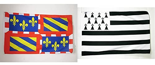 AZ FLAG Drapeau Bourgogne 150x90cm - Drapeau Bourguignon - France 90 x 150 cm - Drapeaux & Drapeau Bretagne 150x90cm - Drapeau Breton - France 90 x 150 cm Polyester léger