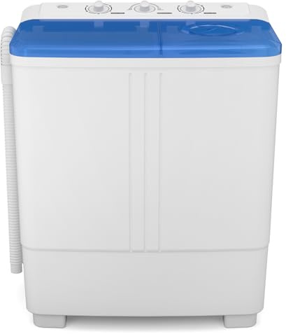 Zynkez Portable Washing Machine, 20Lbs Compact Twin Tub Laundry Washer with Built-in Drain Pump, Semi-Automatic 12Lbs Washer and 8Lbs Spinner Combo for Apartments, Dorms, RVs