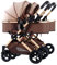 YCKEGEW Zwillingskinderwagen Kombi Doppelter Kinderwagen Für Säugling Und Kleinkind, Abnehmbarer Kinderwagen Side-by-Side Multi-Position Reclining Sitze, Faltbare Kinderwagen Trolley (Color : Bruin)