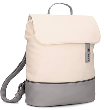 Zwei Damen City-Rucksack Jana JR13 Damenrucksack 7 Liter, sportlich-eleganter Look bicolor, DIN-A4 Größe, weiches Kunstleder, Rückenpolsterung, Hauptfach mit Reißverschluss (foggy)