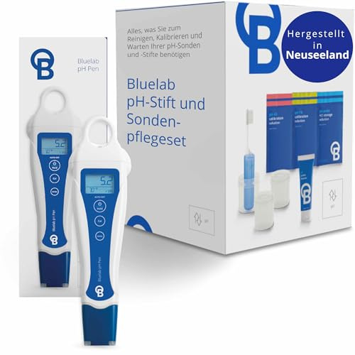 Bluelab pH Pen Meter and Probe Care Kit pH with Calibration Supplies, Storage Solution & Brush, Reliable Digital Tester for pH, Temperature in Growing Solutions, Optimal Plant Health and Yield