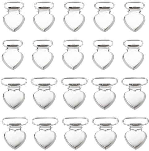 WADORN 2 Stil Herzförmige Metallklammern, 20 Stück Entenschnabel-Form-Clips, Herz-Eisen-Schnuller-Hosenträger-Clips Für Die Herstellung Lätzchen-Clips, Spielzeughalter