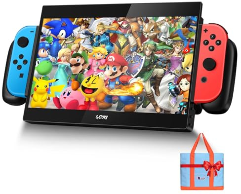 G-STORY 10.1‘’ Portable Monitor for Switch, 1080P Portable Gaming Monitor IPS Screen with USB Type-C and Randomly Bag, Game Mode, Travel Monitor for Switch（not Included）