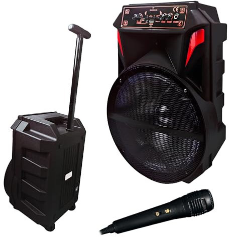 MAKA Speaker Wireless Bluetooth 130W Portatile con Microfono Impianto Audio Cassa Attiva con Effetti di Luce Rgb MP3 USB/SD Batteria Ricaricabile Suono Pulito Equalizzatore (12 130 watt)