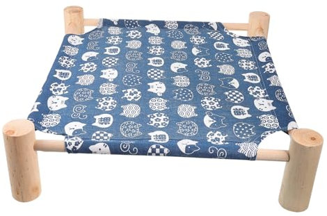 FRCOLOR Eleviertes Katzenbett Mit Holzbeinen Atmungsaktive Hängematte Für Katzen Abnehmbarer Bezug Für Drinnen Und Draußen Für Zuhause Und Camping