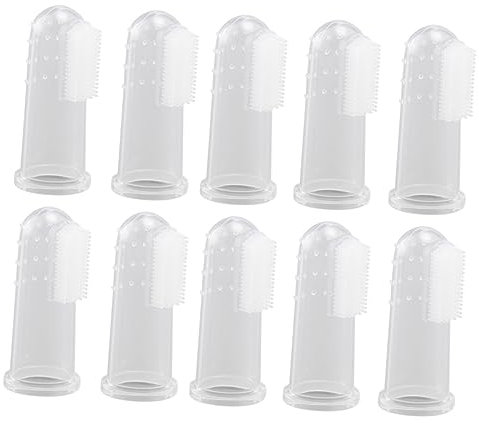 FRCOLOR 20pcs Soft Silicone Finger Toothbrush Pet Dog Cats Oral Massaging Tool for Teeth Cleaning Flexible Reusable Brush for Pet Cats and Dogs