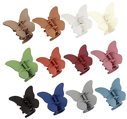 DOITOOL 12pcs Butterfly Hair Clips for Thin Hair Women Small Claw Clips Unique Design Comfortable to Wear Suitable for Makeup and Face Washing