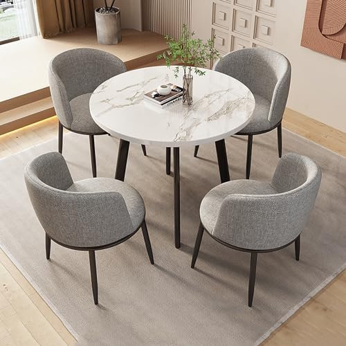 Runder Esstisch Mit 4 Stühlen, Büro-Rezeptionsschreibtisch Und Stuhl-Set, Besprechungstisch Und Stuhl Kombination, Tische Und Stühle for Den Empfang, Für Zuhause, Garten, Restaurant (Color : B)