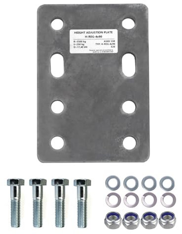 XIMPLIO Universelle Adapterplatte zur Höhenverstellung 4x90+4xM16 der Anhängerkupplung für 2-Loch 90 mm AHK-Bock Flanschkugeln. verzinkt (mit 4xM16 Schraubenset)