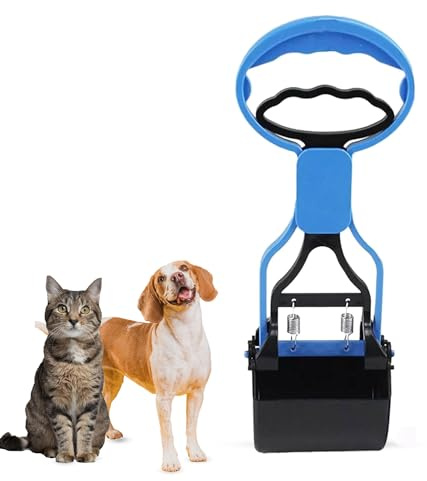 SIMPLY 4 PETS Dog, Cat Pooper Scooper - Spring Loaded One Handed Portable Cat Litter Scoop - Easy Squeeze, Lightweight & Compact Dog Poo Picker with Ergonomic Handle - Pet Waste Pick Up Rake