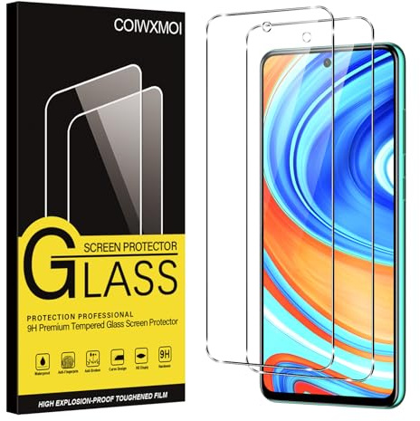Coiwxmoi 2 Piezas Protector Pantalla para Xiaomi Redmi Note 9S/9 Pro/9 Pro Max 6,67, HD Transparente, Ultra Resistente, Sin Burbujas, Dureza 9H,Antiarañazos Cristal Templado para Xiaomi Redmi Note 9S