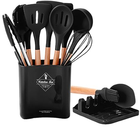 Juego de utensilios de cocina, juego de utensilios de cocina de silicona | Kit espátula de cocina antiadherente, la herramienta de cocina 12X incluye espátula para freír, cuchara de sopa