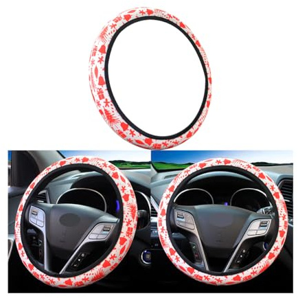 CGEAMDY Autos Lenkradbezug Lenkradhülle Universal Größe, Lenkradbezug Für Auto Universal Lenkradhülle, Universal Auto Lenkradabdeckung, Auto Stoff Lenkrad, Weihnachts-Stil Auto-Lenkradabdeckung