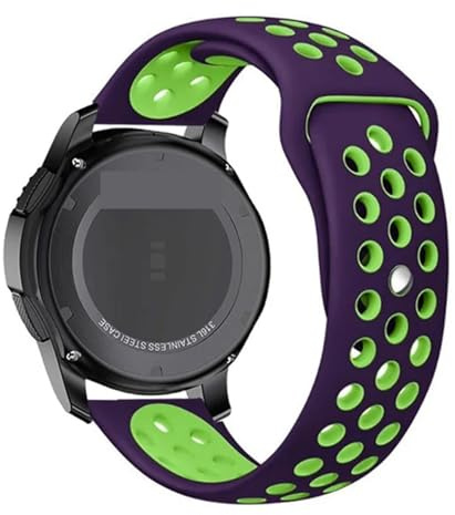 SRDRK Cinturino per orologio 20mm 22mm per Galaxy Watch 3 45mm/42mm/Active-2 Gear S3 Frontier braccialetto in silicone per Huawei GT/2/2e cinturino 46mm(Purple-lime,22mm watch band)