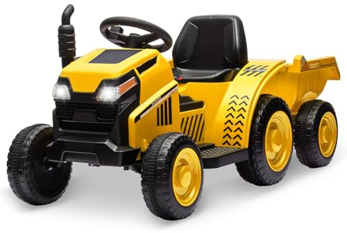 2-In-1 Elektrischer Traktor Mit AnhäNger, 6V Kinder Aufsitztraktor Mit Hupe, USB, Musik Und LED Lichtern, Kinderlast 30 Kg, Geeignet für Kinder Ab 3 Jahren