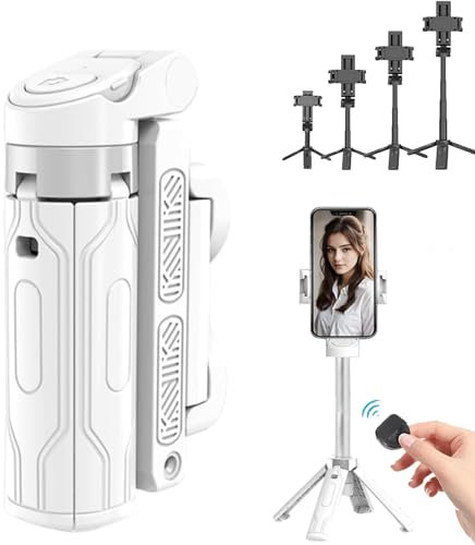 Qosigote Pocketflex Mini Tripod, Mini Tripod, Tripod JJ02 Pocketflex, Mini Selfie Stick Tripod With Remote One-Touch Push Button Switch, 360° Flexible Rotation Foldable Phone Tripod Stan (White)