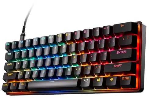 SteelSeries Apex Pro Mini Gen 3 OmniPoint 3.0 - Interruptores hipermagnéticos - Actuación Ajustable - Disparo rápido - Preajustes listos para el Juego - Modo de protección - Tap rápido/SOCD - RGB