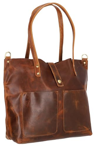 Corno d´Oro Handmade Shopper Tasche Damen aus Premium Leder mit integriertem Taschenorganizer | Große Umhängetasche mit breitem Schultergurt I Vintage Schultertasche Juana