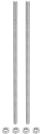 QUARKZMAN 2pcs Varilla Roscada M8 x 200mm Perno Roscado Plateado | a la Derecha Métrico, Varillas Roscadas Completas de Acero Inoxidable, con 4pcs Tuercas Hexagonales de 1.25mm Paso