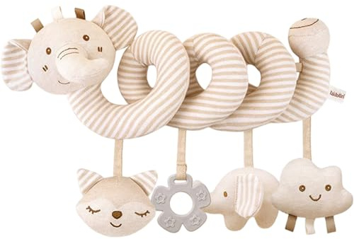 Jouet pour poussette, animaux en peluche en spirale, jouets suspendus pour berceau, carillons éoliens éducatifs précoces et sensoriels pour nouveau-nés de 0 à 6 mois, jouet éléphant pour siège au